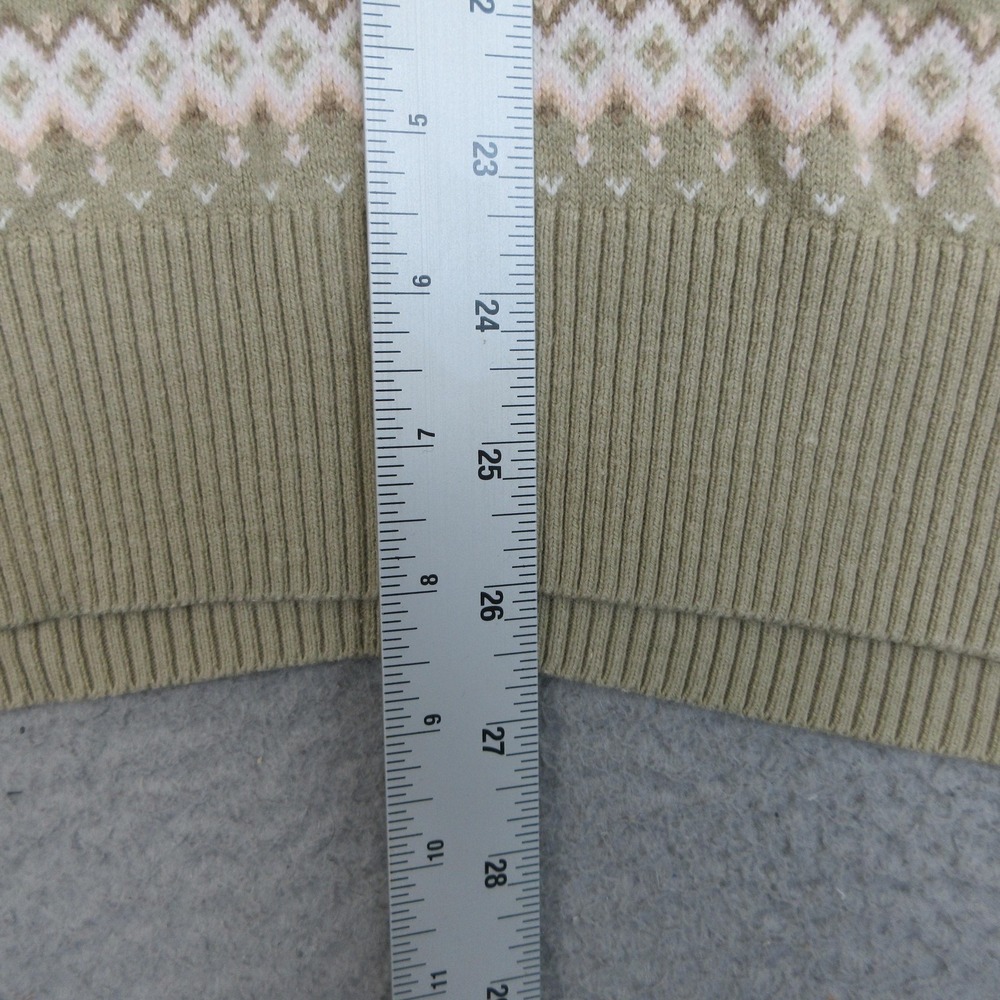 IZOD Cardigan Sweater Women XL Beige Pink Fair Isle Nordic Preppy Winter Lodge - Picture 13 of 14